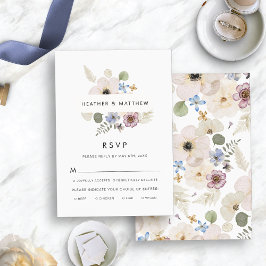 Cartão RSVP Refeições de Casamento Florais Modernas