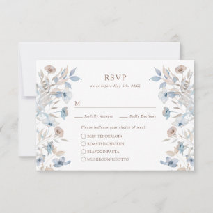 Cartão RSVP Refeições Florais Elegantes