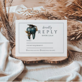 Cartão RSVP Refined Blue Tooth Laurel Graduation