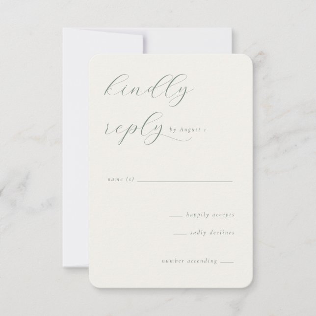 Cartão RSVP Refined Green Calligraphy Template (Frente)