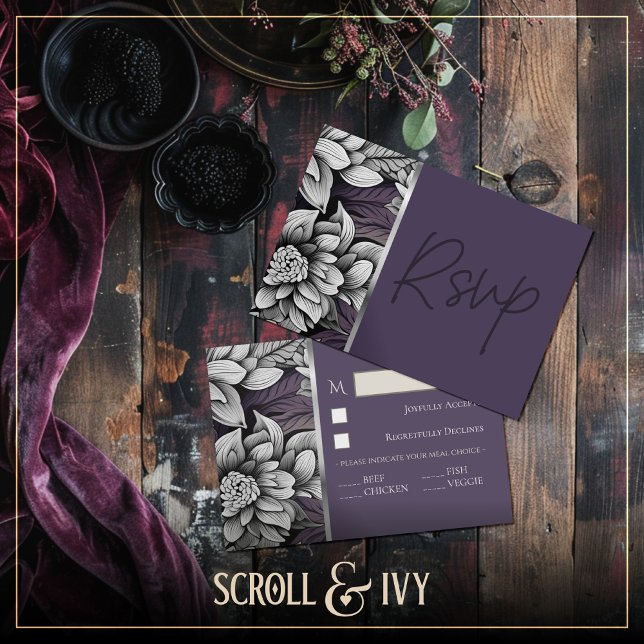 Cartão RSVP Regal Lilac, Brilhante White Bloom Response Card (Criador carregado)