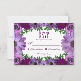 Cartão RSVP Regal Purple Floral Wedding