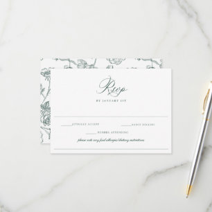 Cartão RSVP Regency Emerald Alergy Diet Restringe Casamento