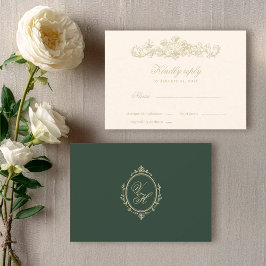 Cartão RSVP Regency Garden Vintage Classic Romantic Wedding