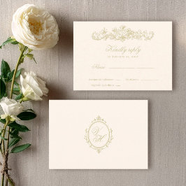 Cartão RSVP Regency Garden Vintage Classic Romantic Wedding