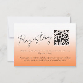 Cartão RSVP Registro de Casamento do Código QR do Peach Orange