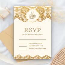 Renda de Ouro e Creme para Casamento Islâmico Muçu