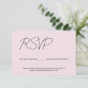 Cartão RSVP Reservamos assentos para você Pink Custom