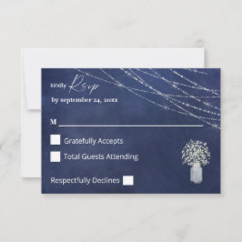 Cartão RSVP Respiração do bebê, B Chalk e String Luzes sem Ref