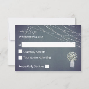 Cartão RSVP Respiração do bebê BG Chalk & String Luzes no RSV