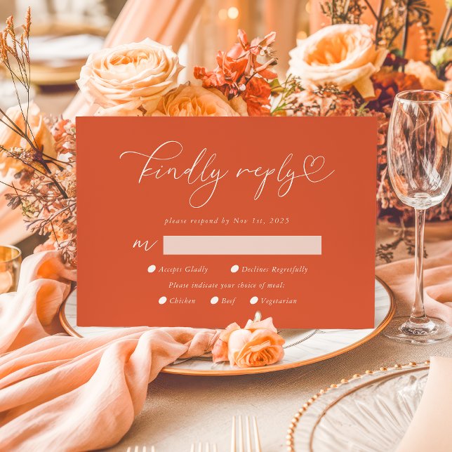 Cartão RSVP Responda gentilmente à caligrafia de Verona Sunset (Criador carregado)