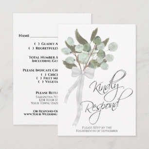 Cartão RSVP Responda gentilmente ao casamento do Buquê Eucalyp