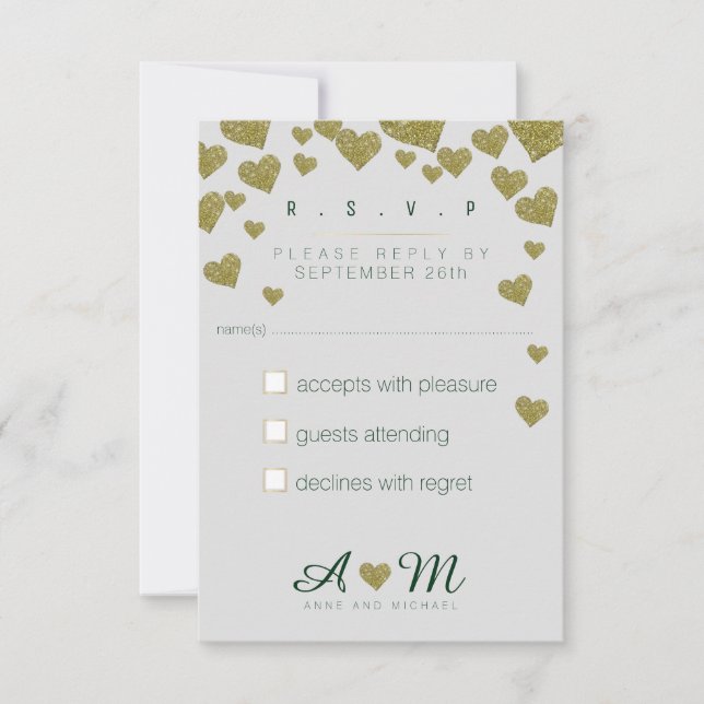 Cartão RSVP responda, responda r.s.v.p. amor casamento (Frente)
