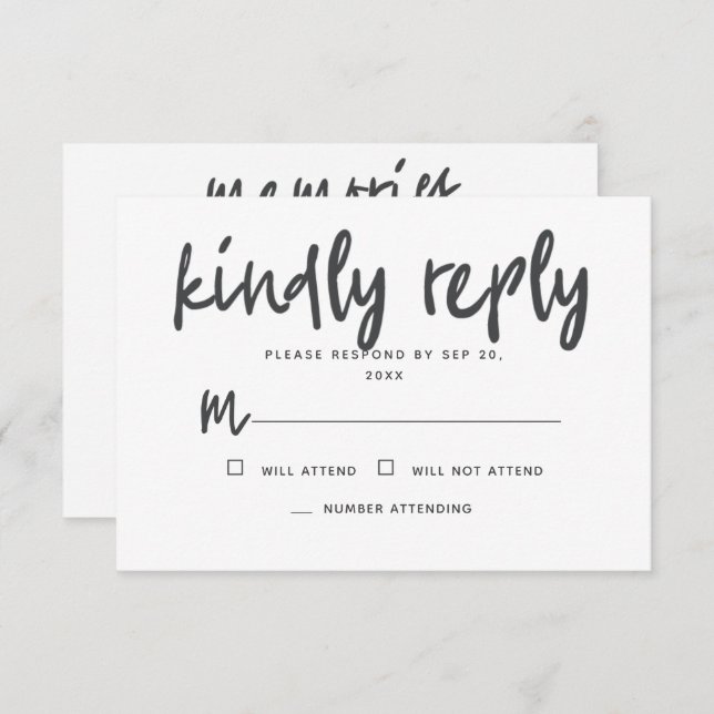 Cartão RSVP Responda Simples Memória Moderna Memorial (Frente/Verso)