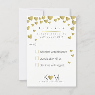 Cartão RSVP responder ao casamento de amor romântico elegante 