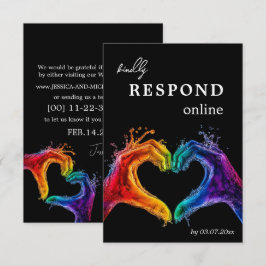 Cartão RSVP 🌈 ❤️ Responder ao casamento do Coração do Orgulho