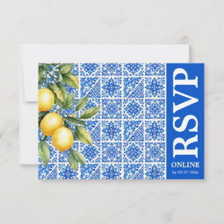 Cartão RSVP 💙🍋Responder online Romance Azul & Limão
