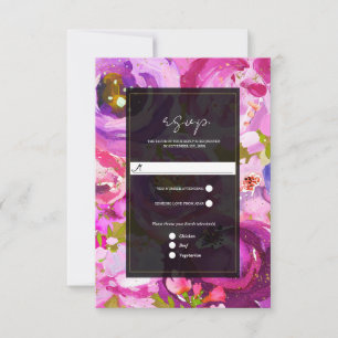 Cartão RSVP Respostas de Casamento Florais Vibrantes de Rosa e