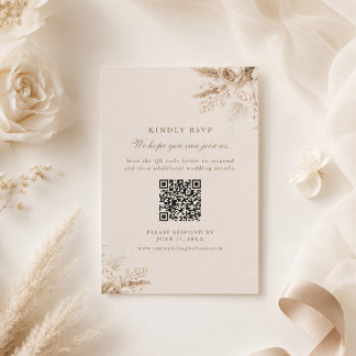Cartão RSVP Respostas de Casamento Ivory Roses Champagne Beige