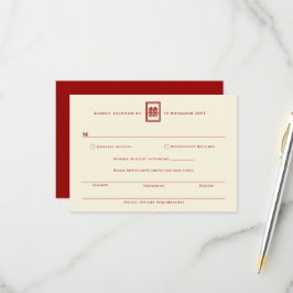 Cartão RSVP Retângulo Clássico Felicidade Dupla Casamento Chin