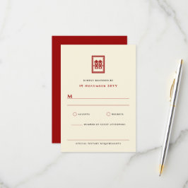 Cartão RSVP Retângulo Clássico Felicidade Dupla Casamento Chin