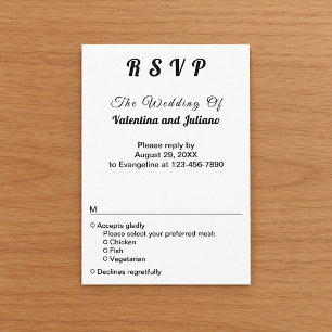 Cartão RSVP Retrato de Casamento Preto e Branco com Tipografia