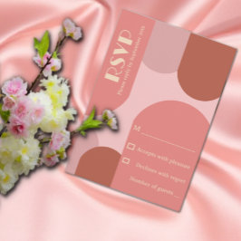 Cartão RSVP Retro Arches Casamento Cor-de-Rosa Coral