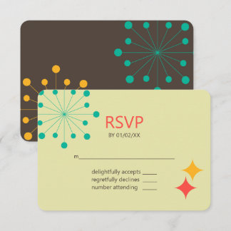 Cartão RSVP Retro Colorido Moderno Geométrico