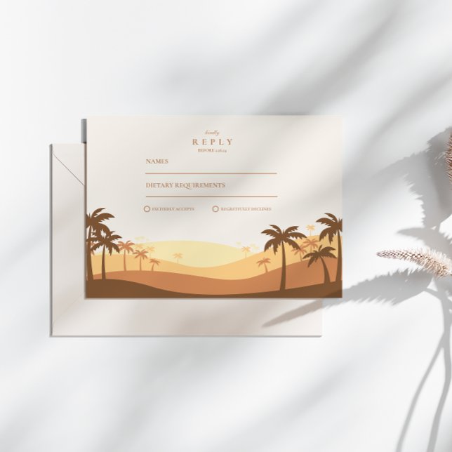 Cartão RSVP Retro Desert Sunset Wedding (Criador carregado)