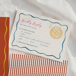 Cartão RSVP Retro Disco Wedding