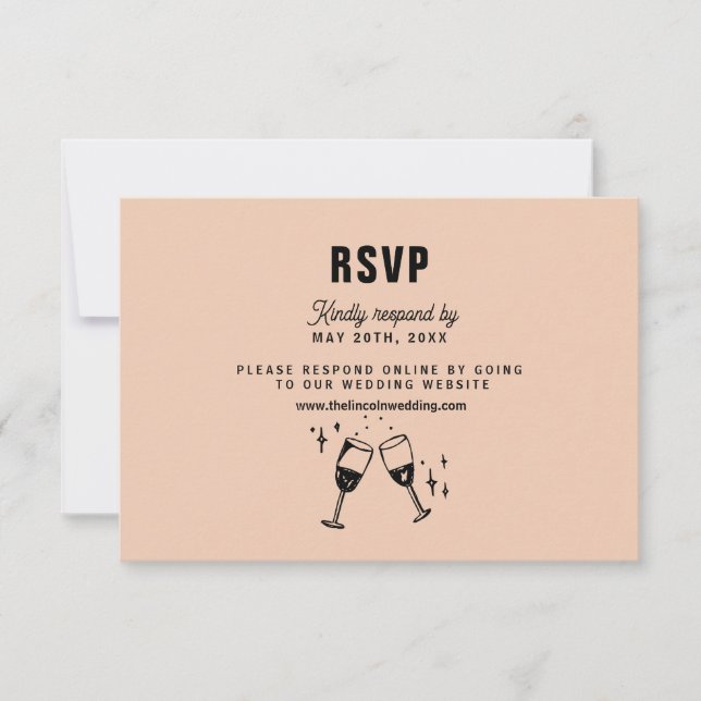 Cartão RSVP Retro Funky Modern Wedding (Frente)