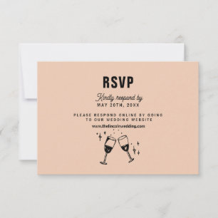 Cartão RSVP Retro Funky Modern Wedding