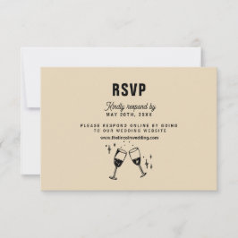 Cartão RSVP Retro Funky Modern Wedding