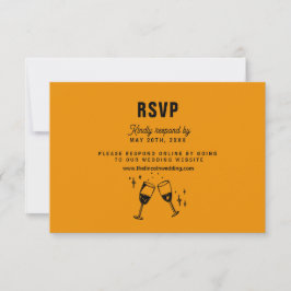 Cartão RSVP Retro Funky Modern Wedding