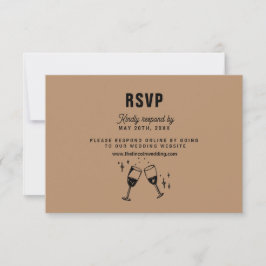 Cartão RSVP Retro Funky Modern Wedding