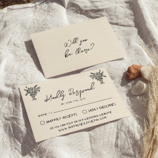 Cartão RSVP Retro Mão Escrita Desenhada Bold Quirky Casamento (Criador carregado)