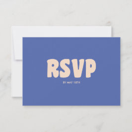 Cartão RSVP Retro Modern Bold Blue QR Code Wedding Website