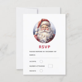 Cartão RSVP Retro Papai Noel num Natal Red Hat