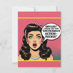Cartão RSVP Retro Pinup_ Action embalado