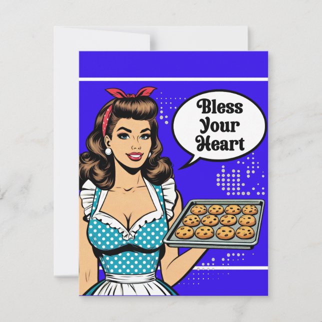 Cartão RSVP Retro Pinup_ Bless Your Heart (Frente)