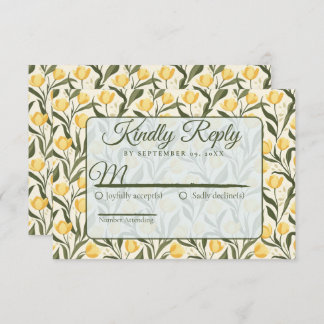 Cartão RSVP Retro Tulip Floral Backyard Wedding
