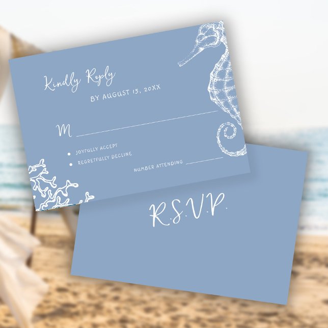 Cartão RSVP Retro whimsical script beach destination wedding (Criador carregado)