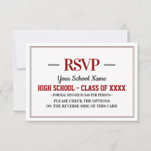 Cartão RSVP Reunião de Classe Formal Elegante