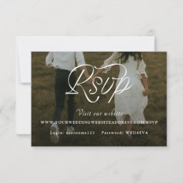 Cartão RSVP Ribbon Script Minimalist Wedding Photo