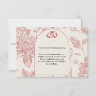 Cartão RSVP Rich Red French Floral Toile Floral Enclosure Card