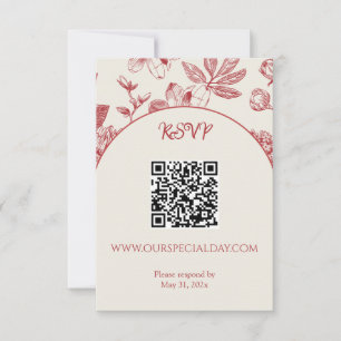 Cartão RSVP Rich Red French Floral Toile Floral Floral