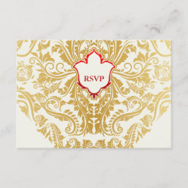 Cartão RSVP Rico floresce Ouro Casamento Árabe Indiano