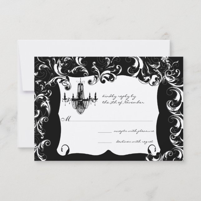 Cartão RSVP Rico Swirl Chandelier Invitation (Verso)