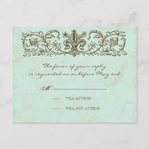 Cartão RSVP Robins De Vintagem Tripa Azul De Ovo Floreio