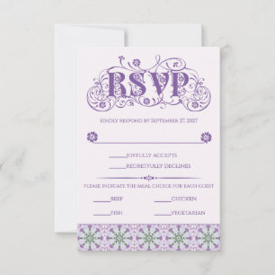 Cartão RSVP Roda de Cardo Art Nouveau Lilás Vertical